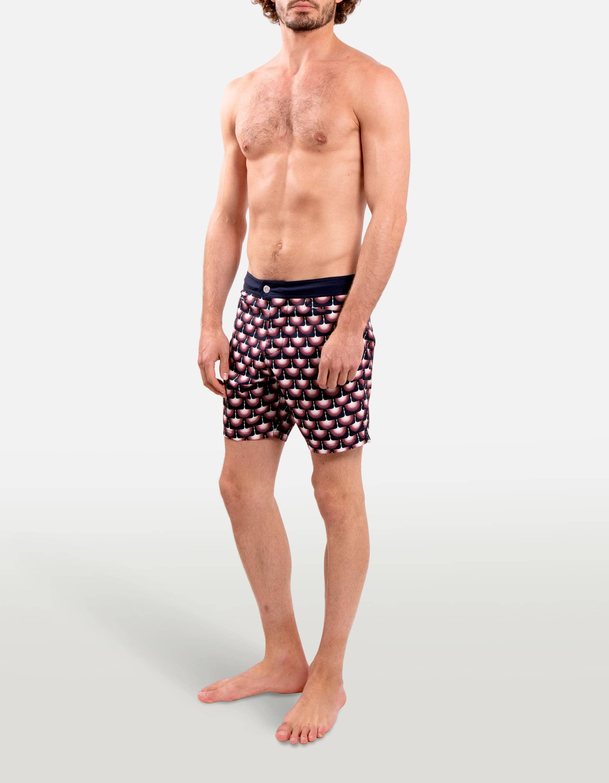 Barth5 - P30. Navy Hewed Swim Shorts - Barth5 MACKEENE 