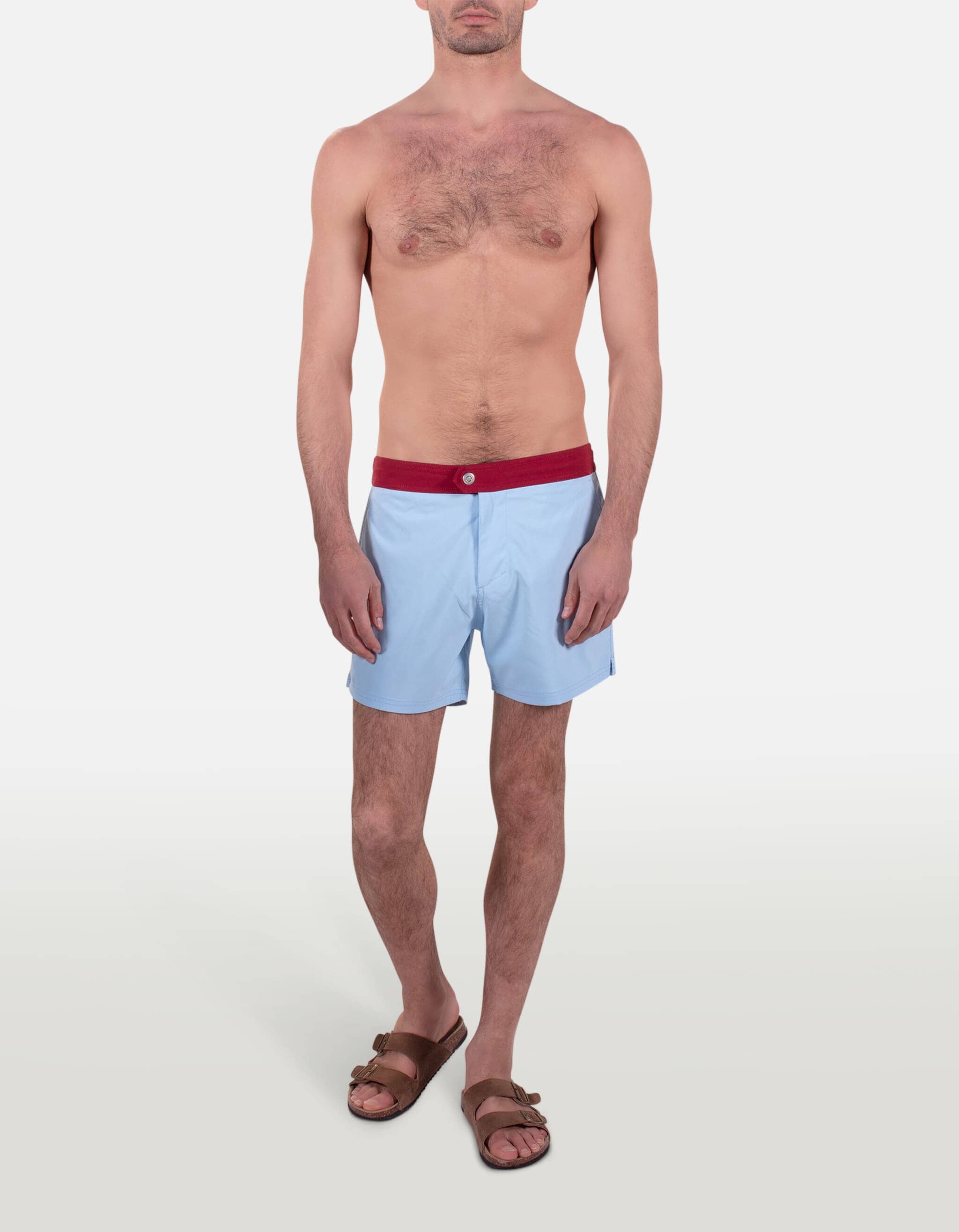Ben - 01. Blue Light & Bordeau Ben - 01. Blue Light & Bordeau Swim Shorts - Ben MACKEENE