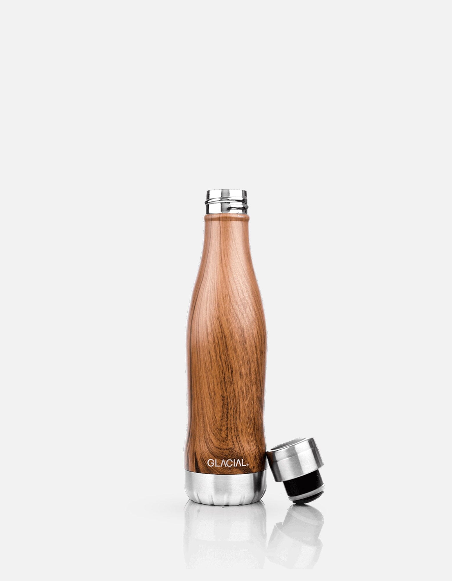 Teak Wood - Stainless Steel Teak Wood - Stainless Steel Bottles - Glacial MACKEENE