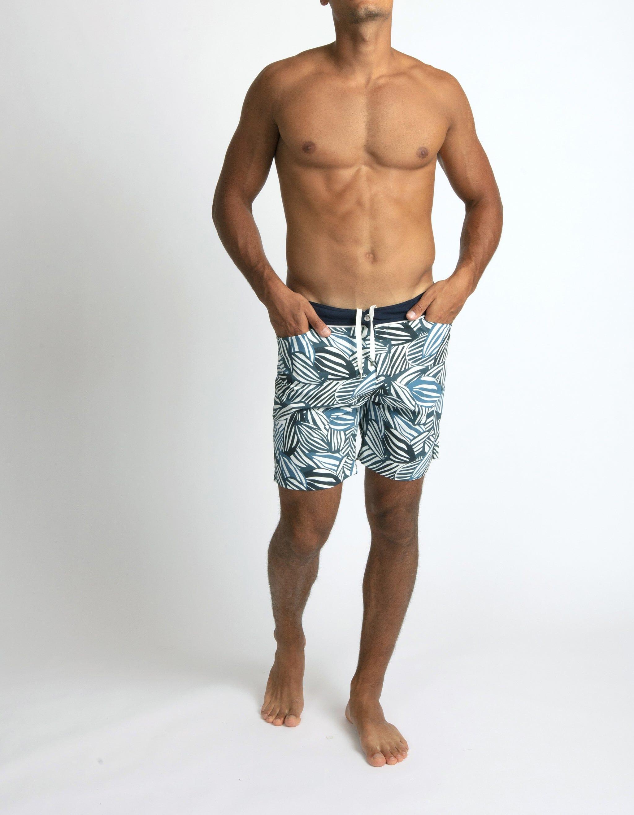 Barth4 - P05. Petrol Feve & Navy Barth4 - P05. Petrol Feve & Navy Swim Shorts - Barth4 MACKEENE