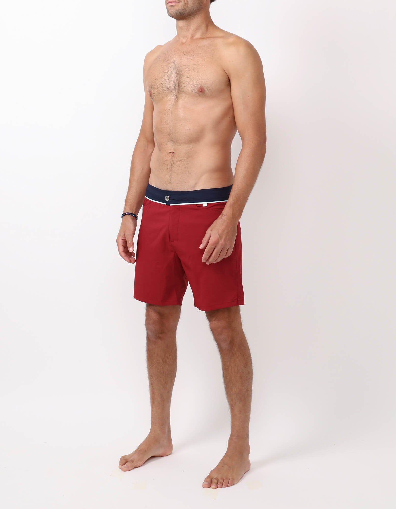 Barth4 - 01. Bordo & Navy Barth4 - 01. Bordo & Navy Swim Shorts - Barth4 MACKEENE