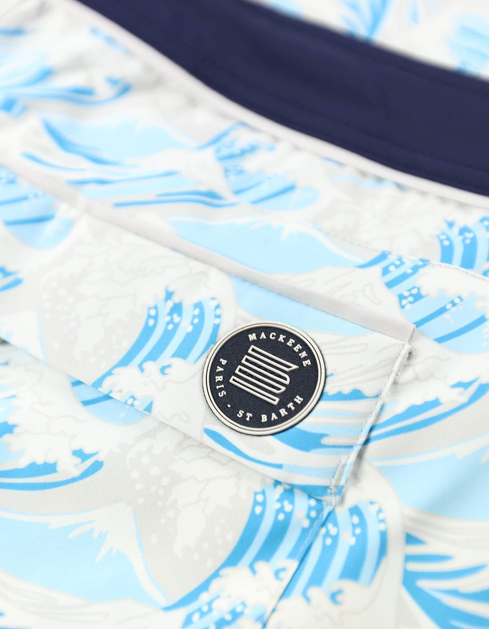 Barth4 - P08. Hokusai Turquoise & Navy Barth4 - P08. Hokusai Turquoise & Navy Swim Shorts - Barth4 MACKEENE