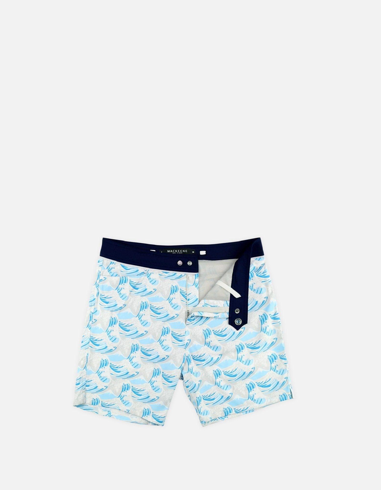 Barth4 - P08. Hokusai Turquoise & Navy Barth4 - P08. Hokusai Turquoise & Navy Swim Shorts - Barth4 MACKEENE
