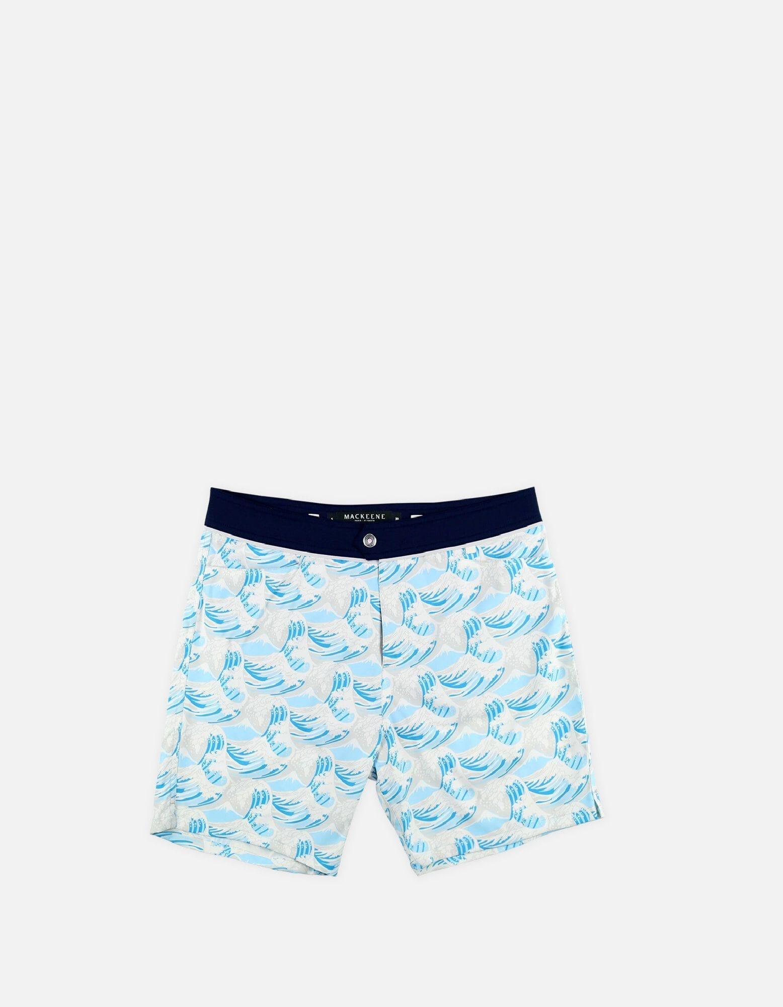 Barth4 - P08. Hokusai Turquoise & Navy Barth4 - P08. Hokusai Turquoise & Navy Swim Shorts - Barth4 MACKEENE
