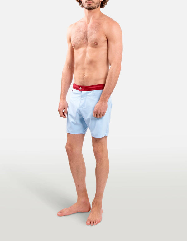 Barth5 - 01. Blue Light & Bordeau Swim Shorts - Barth5 MACKEENE 