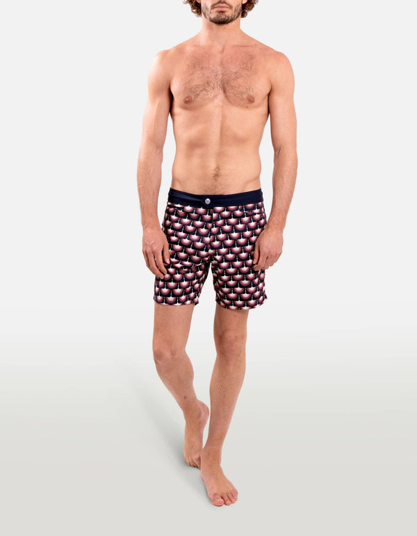 Barth5 - P30. Navy Hewed Swim Shorts - Barth5 MACKEENE 