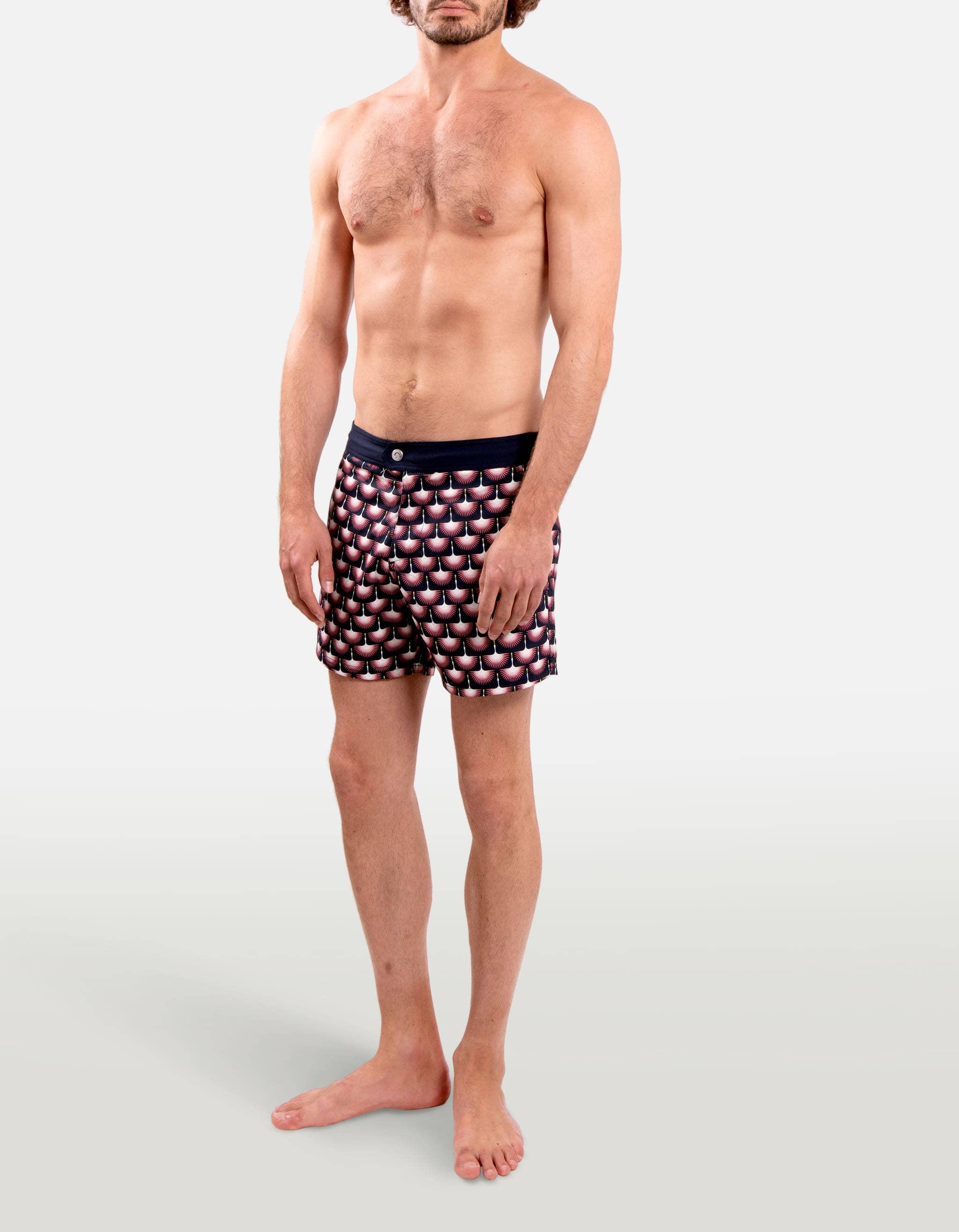 Ben - P30. Navy Hewed Swim Shorts - Ben MACKEENE 