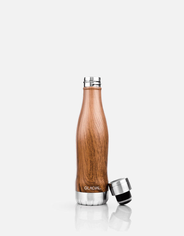 Teak Wood - Stainless Steel Bottles - Glacial MACKEENE 
