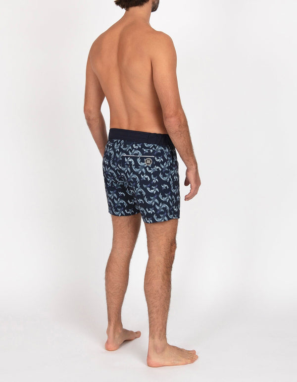 Gize - P13. Fish Navy & Bordo Swim Shorts - Gize MACKEENE 