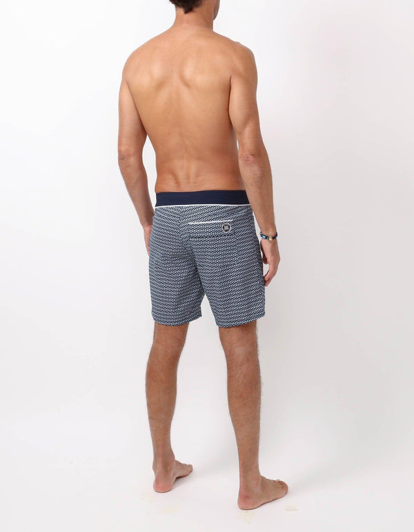 Barth4 - P16. Chevron Navy & Navy Swim Shorts - Barth4 MACKEENE 